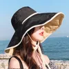 Breda randen hattar hink hattar mode kvinnor solskydd strand mössa vår sommar solskyddsmedel hatt stor grim hink hatt kant anti-ultraviolet uv sun hatt upf 50 230403