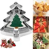 Bakvormen 3 stks/set Cookie Cutters 3D RVS Kerstboom Schimmel Bakvormen Biscuit Fondant Cake Cut Keuken Embossing Mold