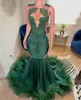 Vintage verde cristal ruched sereia vestidos de baile 2024 para meninas negras vestido de formatura vestido de festa de noiva robe de noite 322