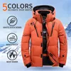 Homens Down Parkas Winter Down Jacket Men White Duck Casaco À Prova de Vento Quente Viagem Camping Sobretudo em Engrossar Cor Sólida Com Capuz Roupas Masculinas 231102