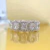 Bague en diamant taille radiant 100% réel 925 en argent sterling fête bagues de mariage pour femmes hommes promesse de fiançailles bijoux cadeau