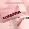 Dudak Parlaklığı 12 PC/Box Mat Sıvı Ruj Seti Su Geçirmez Uzun Kalıcı Velvet Mate Çıplak Kırmızı Lint Tüp Makyaj Kozmetik Lipgloss