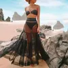 Kadın mayo şefi örgü bikini kapak 2023 yüksek bel mayo şeffaf plaj aşınma artı beden yaz etek dantel etekwom