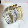 Stud Iced Out Bling Sparking rincess Cut Square Shaped Cubic Zirconia CZ Gold Color Plated Classic 45mm Big Circle Hoop Earring 231102