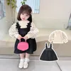 Girl Dresses Girls' Dress Autumn 2023 Baby Carrier Strap Princess Spring And Children's Skirt Kids Clothes Two-Piece Suit