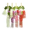 زهور الزهور محاكاة Wisteria زهرة الحرير الاصطناعي معلقة بوش سلسلة المنزل الزفاف الزفاف