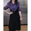 Casual Dresses 2023 Spring Fashion Retro Women Mid-Längd Dress Light Luxury Sexy Boutique Clothing