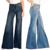 Женские джинсы Винтаж Y2K Fringe Tassel Недоэлементная стройная колокольчика мама-джинсы уличная одежда с широкой ногой.