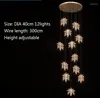 Żyrandole światła wisiorka 2023 Lampa LED Schody nowoczesne proste nordyckie dekoracyjne budynek artystyczny pusty aple liść hang światło