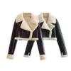 Women 'Blends unizera2023秋と冬のファッション汎用スタイル温かい毛皮の両面ショートジャケットコート231102