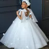 Vestidos de menina flor para renda de casamento tule puffy tule aplicado a criança de beleza vestido de bola de bola festa de aniversário da primeira comunhão desgaste