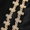 Pendanthalsband The Bling King Iced Out Cross Link Cuban Necklace Micro Paled Cubic Zirconia Charm Hiphop Rapper Jewelry 231102
