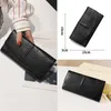 محفظة جلد البقر من الجلد Trifold Wallet Long Pu Pure Hasp Hasp Phone Bag Girl Card Pouch