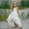 Bohemian High Low Flower Girl Dresses For Beach Wedding Pageant Gowns A Line Boho Lace Appliqued Kids First Holy Communion Dress