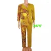 Casual Dresses Europe And The United States African Women's Plus-size Mother Dress Printed Long Coat Trousers Two-piece Suit ML101Q43