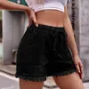 Damen Shorts Damen Kleidung Hosen Damen Elastische Taille Kordelzug Lässig Hoch Robust Denim Damen Jean Lang