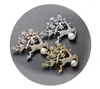 Broches MOONROCY Rose Goud Kleur Kristal Broche OL Herten Trendy Bloem Leuke Synthetische Parel Sieraden Voor Vrouwen Geschenken Gift Drop