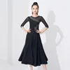 Stage Wear Women's Modern Dance Dress Diamond Mid Sleeve Ballroom Costume Waltz Professional Competition Skirt