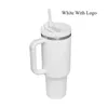 미국 스톡 머그잔 새로운 40oz H2.0 텀블러 핸들 절연 텀블러 뚜껑 뚜껑 밀짚 스테인리스 커피 용어 컵 로고 1103