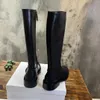 Designer Winter Shoes Womens Heel Boots Knee High Boots Platform Luxury Leather Boots Fårskinn Tjock Sole Märke Gummi Svart Size Size EUR 35-41