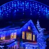 Cordas Decorações de Natal Luzes de Icicle String 7m-35m Pendurado Guirlanda Ao Ar Livre Fada Interna para Férias de Casamento US UE Plug