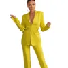 Summer Mãe da Calça da noiva Mesa Candy Color Ladies Women Evening Party Night Blazer Use Slim Flared Troushers 2 Pieces