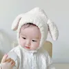 Caps Hüte Nette Baby Plüsch Hut Herbst Winter Kaninchen Ohren Infant Beanie Kappe Koreanische Cartoon Hase Kinder Junge Mädchen Warme ohrenklappe Hüte Motorhaube 231102