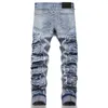 New Fashion Mens Robin Ripper Jeans Denim Pants Skinny fit Slim stretch Men's Miri Biker Jean Trousers Patchwork Distressed Grey Patch Moto wear