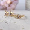 Dangle Earrings LAMOON For Women Flower Shape Bijoux Natural Iolite Agate Stud Earring 925 Sterling Silver Gold Plated Sparking EI023