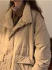 Trench da donna Foufurieux Donna Inverno Addensare Parka Colletto alla coreana Giacca foderata in pelliccia di agnello Cappotto allentato monopetto Capispalla caldo