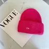 New winter alphabet candy colored girl cold hat with Angora rabbit hair couple knitted woolen hat trend