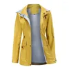 Women's Trench Coats S-3XL Women Jacket Hooded Outdoor Rain Water Proof Windbreaker Drawstring Waist Plus Size Spring Autumn Casual Slim