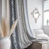 Tenda in cotone e lino stampato in porcellana bianca e blu, tende per soggiorno in famiglia, finestre a bovindo da cucina semi ombreggiate