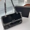 Women Designer Medium Classic Flap Bag Denim/Lambskin Leather with Tassel Decoration Silver Metal Hardware Strap 26.5x15cm Shoulder Bag Casual Purse