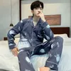 Men's Sleepwear 4XL 5XL Mens Pajamas Set Long Sleeve Anime Pijama 2 Pieces Home Clothes For Young Male Autumn Nightgown Suits 231102