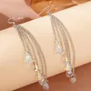 Pendant Necklaces Korean Style Simple Long Water Drop Crystal Tassel Dangle Earrings For Women Temperament Versatile Fairy Trendy Jewelry