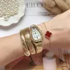 Женские часы Женские роскошные бренд часы змеи Quartz Ladies Gold Watch Алмазные наручные часы Женские модные браслеты часы Reloj Mujer 230403