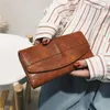 Portafogli Portafoglio a tre ante in pelle di vacchetta Portafoglio lungo da donna PU Pochette da donna Borsa per telefono Hasp Porta carte da ragazza Custodia elegante