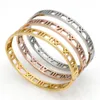 Roman Numerals Hollow Bangle Bracelet fashion 18K Rose Gold Diamond Titanium Steel Hollow Women's Bracelet