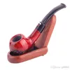 Smoking Pipes Bending Apple pipe classique à petit point rouge Mini pipe portable en acajou