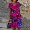 Casual Dresses 2023 Summer Tie Dye Colorful Butterfly Dress Women Short Sleeve Sexy V Neck Maxi XS-5XL Vestidos