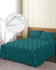 Jupe de lit couleur Turquoise, motif ondulé, couvre-lit élastique avec taies d'oreiller, housse de matelas, ensemble de literie, drap