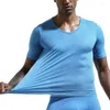 Men's T Shirts Splice T-Shirt Leather Like&Cotton Vest Raglan Top Short Muscle Shirt Tee Tops
