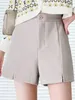 Shorts femininos branco lã mulheres inverno básico coreano moda preto escritório senhora all-match cintura alta streetwear lazer cinza calças curtas