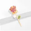 Broches 2023 mode sieraden trend goud vergulde schattige kristal parelbloem tulpen broche pin badge kerst voor vrouwen geschenken