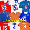 2008 Cruz Azul Retro Soccer Jerseys 1996 1997 Campos Reynoso Hermosillo Palencia 1974 Fotbollströjor målvakt Men uniformer