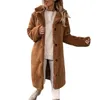 Damen-Trenchcoats, stilvolle Damen-Teddyjacke, waschbar, langer Stil, Damen, reine Farbe, einreihiger Mantel, winddicht