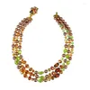 Choker Brown Glass Pearls Three Layers Green Beaded Necklace Statement Elegant Accessories For Women's Wedding Party Jewelry