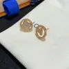 Boucles d'oreilles de luxe en diamant, lettre fleur, marque de styliste, géométrique, cristal strass, cadeau pour amoureux