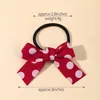 Hair Accessories 2pcs Girls Red Bow Knot Rope Love Wave Spot Circle Girl Double Horsetail Head Fashion Children